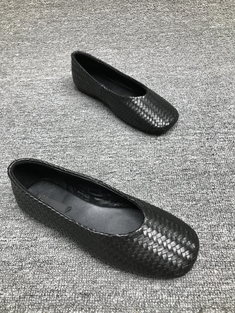 European Goods Low Flat Round Head Woven Women's Fashion Shoes
