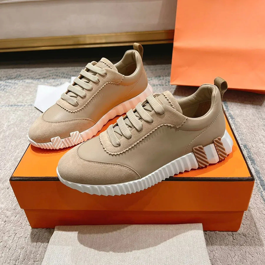 High Version Platform Height Increasing Color Matching Genuine Suede Couple Casual Shoes