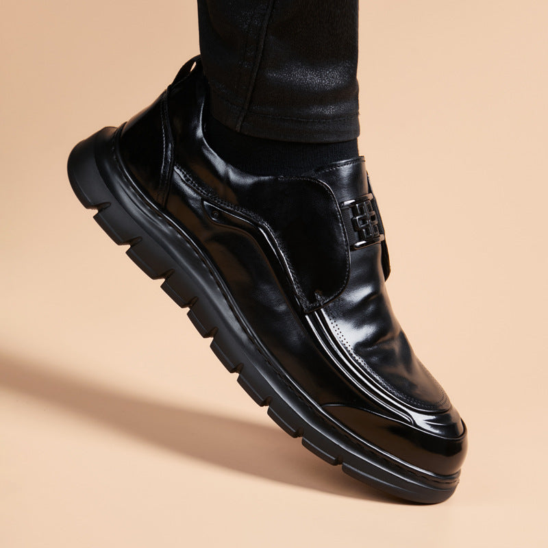 Men's Layer Cowhide Formal Thick Bottom Light Luxury One Men's Business Leather Shoes