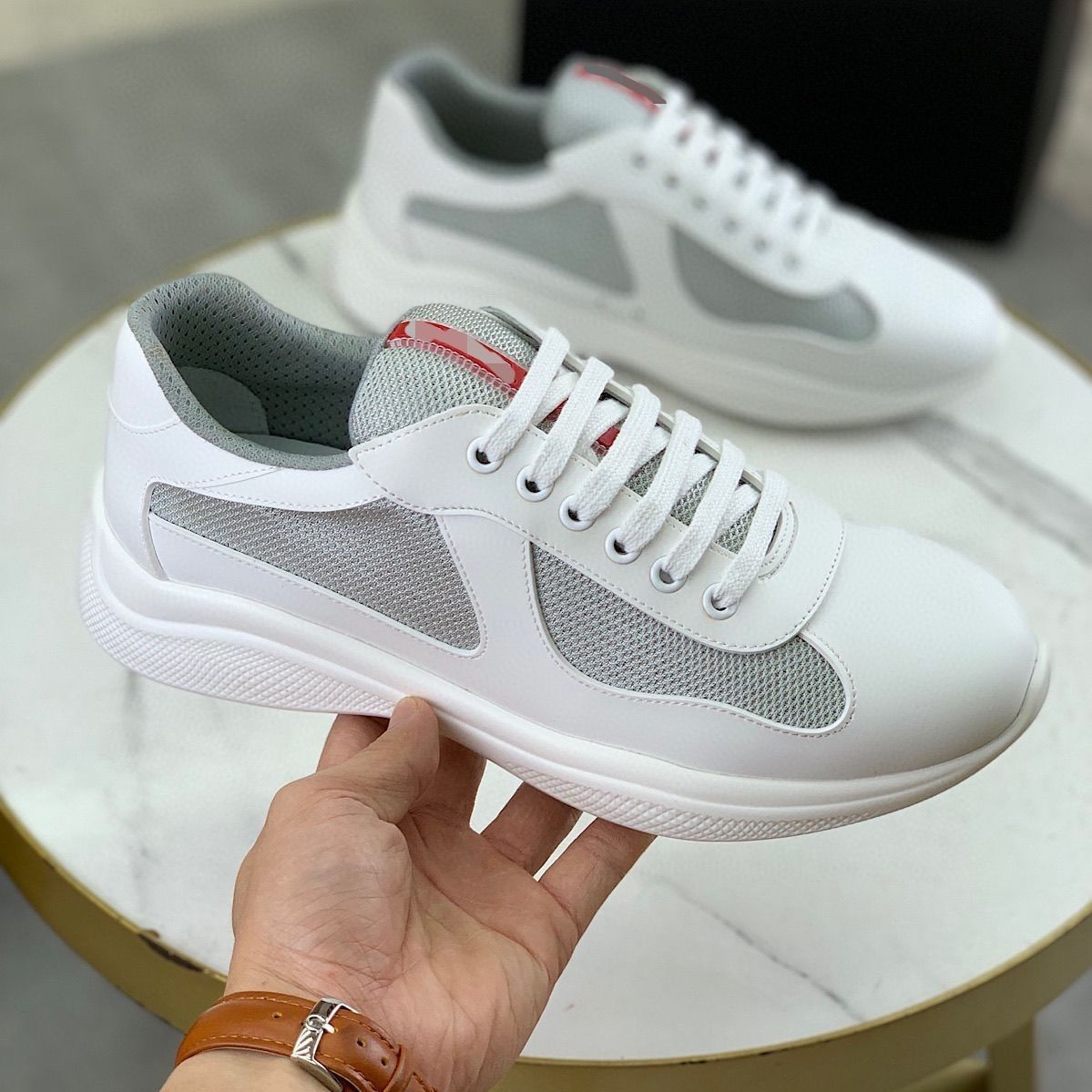 Men's Fashionable High-grade Cowhide Mesh Breathable Board Men's Shoes