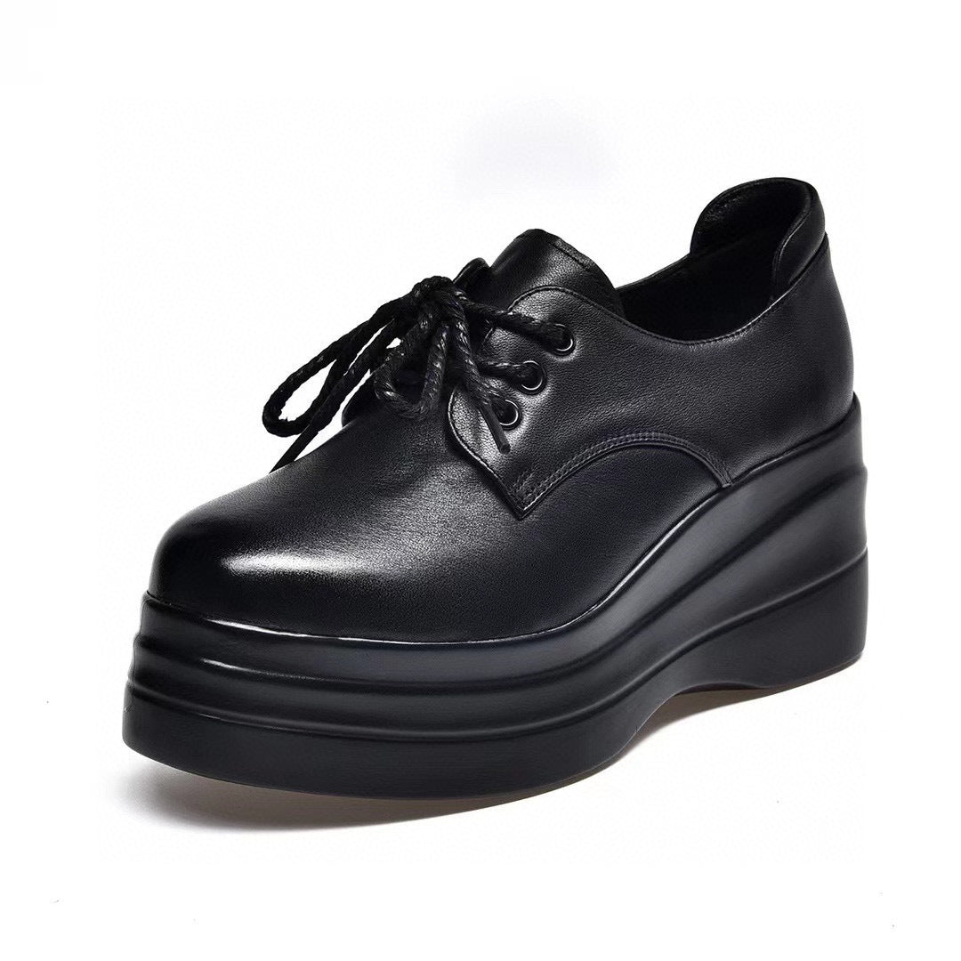 Women's Round Toe Top Layer Cowhide College Men's Shoes