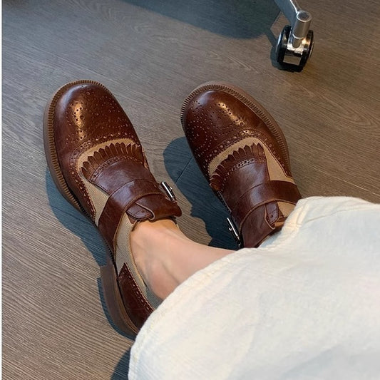 Women's Platform Washed Horse Pattern British Style Women's Shoes