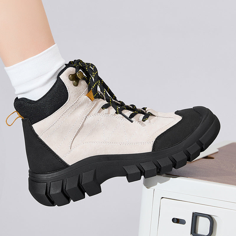 Women's Travel Tooling Outdoor Fleece-lined Martin Thick Women's Leather Boots