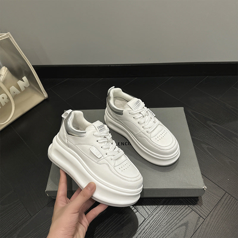 Women's Cowhide Platform Height Increasing Insole Sports Women's Casual Shoes
