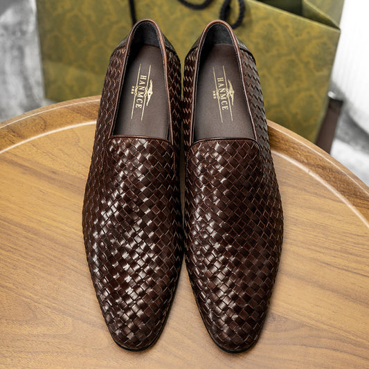 Cool Fashion Cowhide Woven Oversized Lot Loafers/doug Shoes
