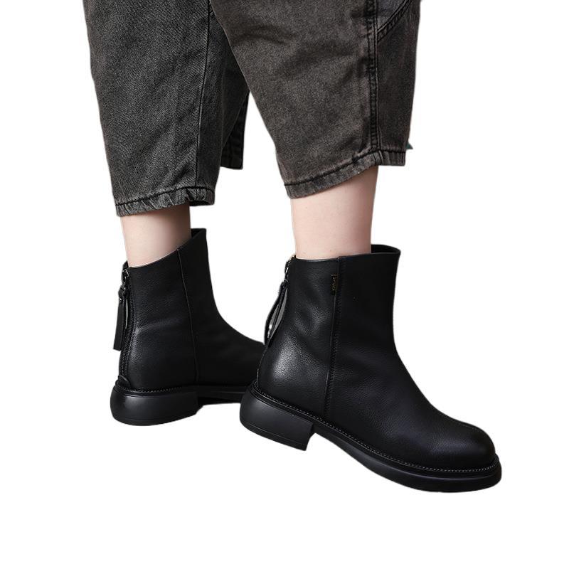 Full Cowhide Short Female Flat Style Popular Winter Boots