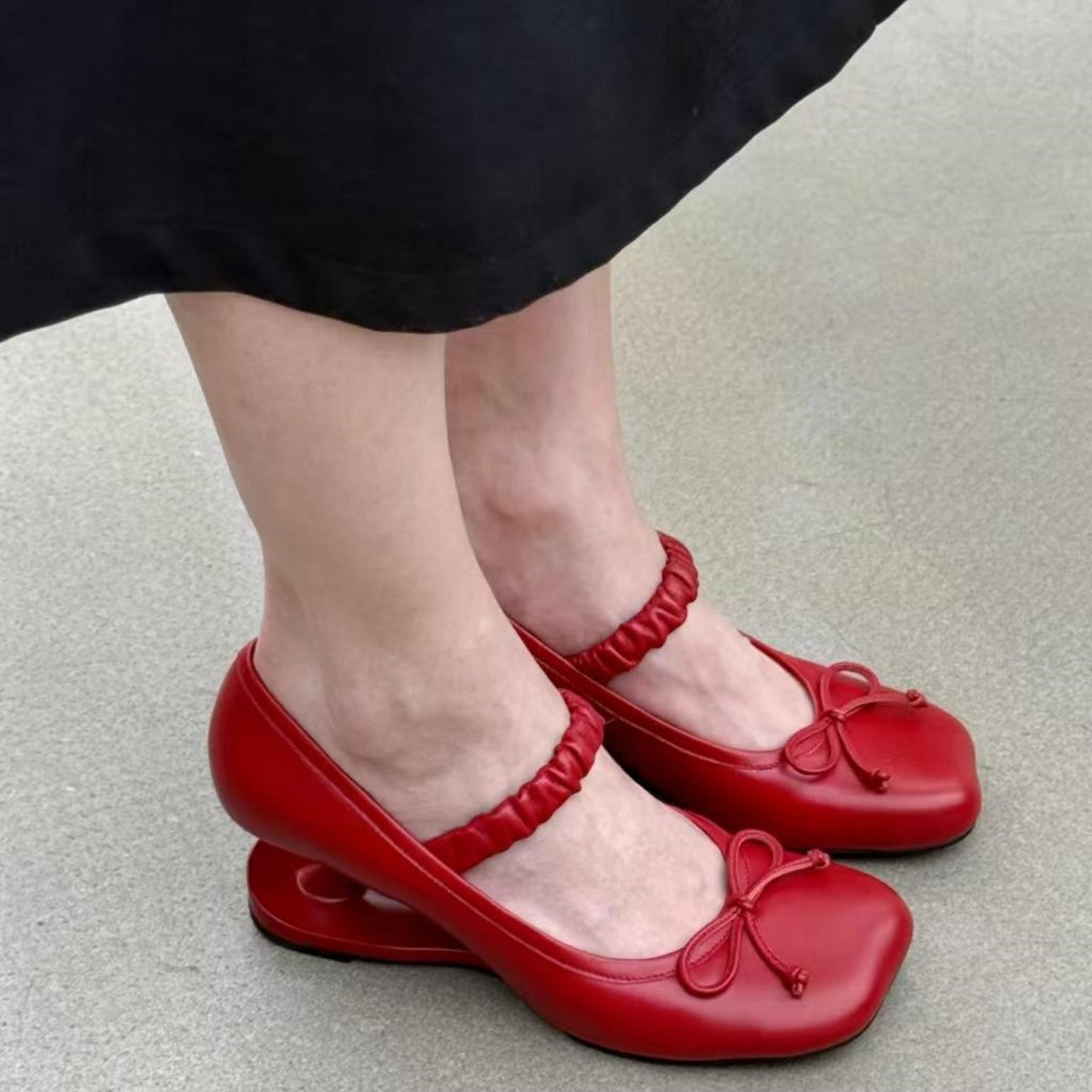 Style Retro Elegant High Fairy Suspension Profiled Bow Mary Heels