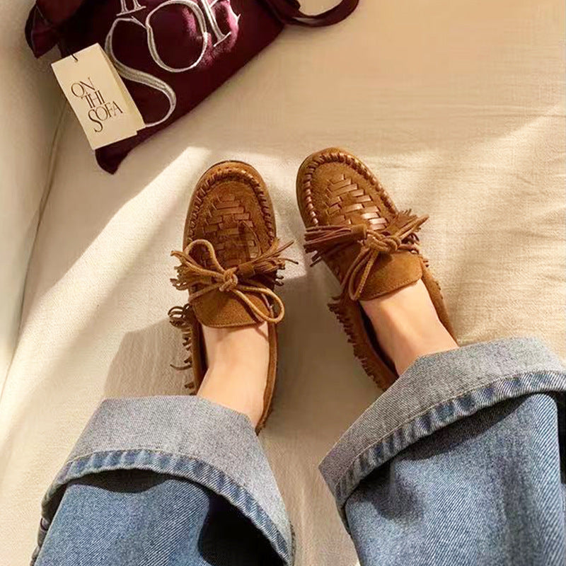 Women's Tassel Slip-on Low Height Increasing Insole Loafers