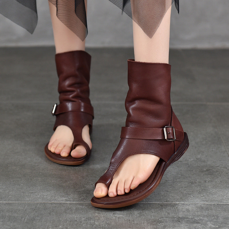 Women's Buckle Cover Toe Short Summer Roman Flat Sandals