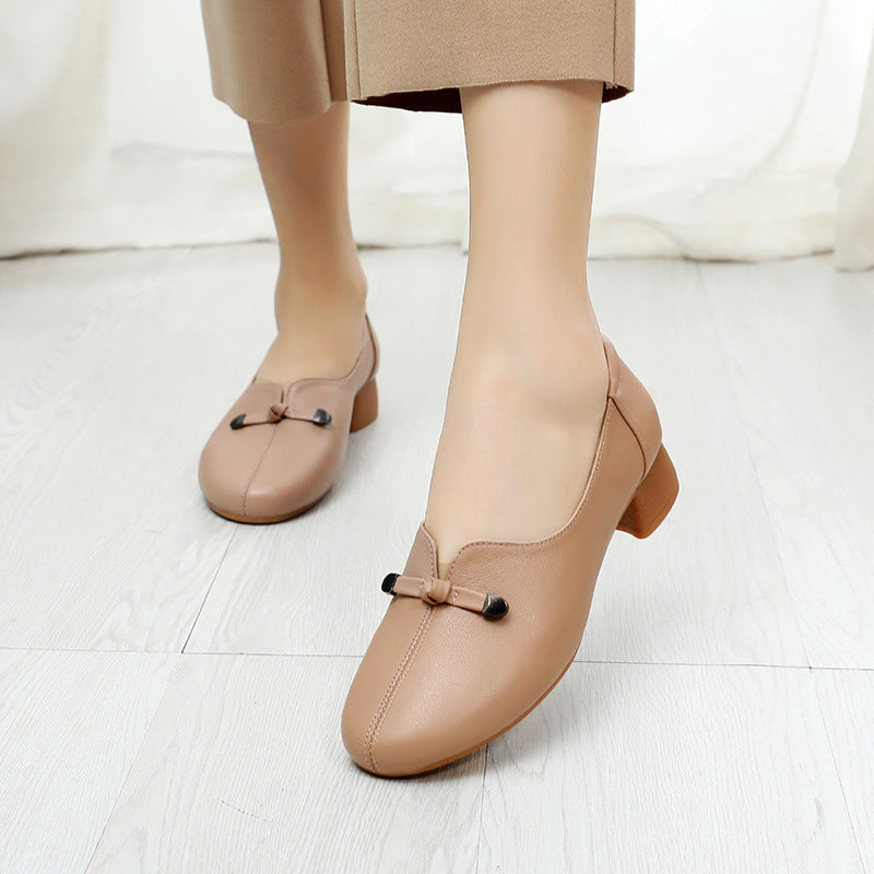 Women's Comfortable Breathable One Pedal Mom Genuine Chunky Men's Shoes