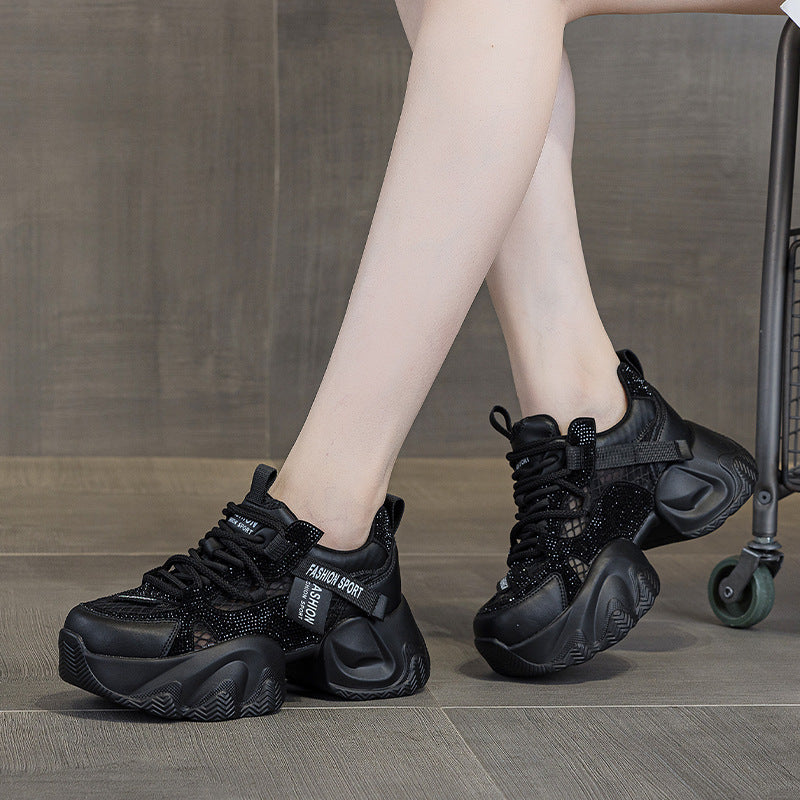 Goods Mesh Breathable Rhinestone Dad Female Casual Shoes