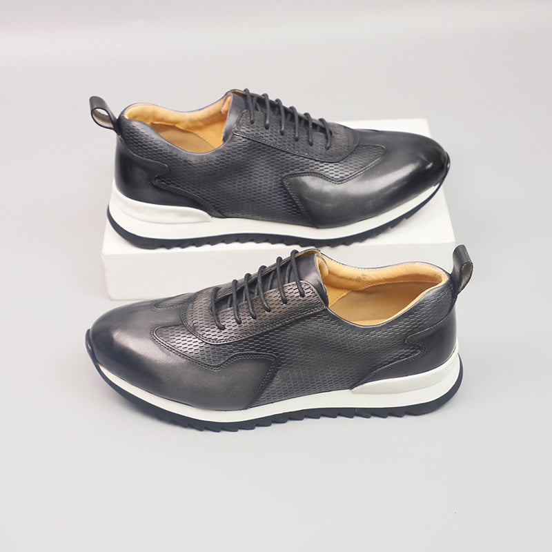 Men's First Layer Cowhide Business British Style Genuine German Training Height Leather Shoes