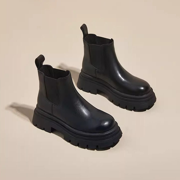 Women's Martin For Fleece-lined Skinny Short Chunky Boots