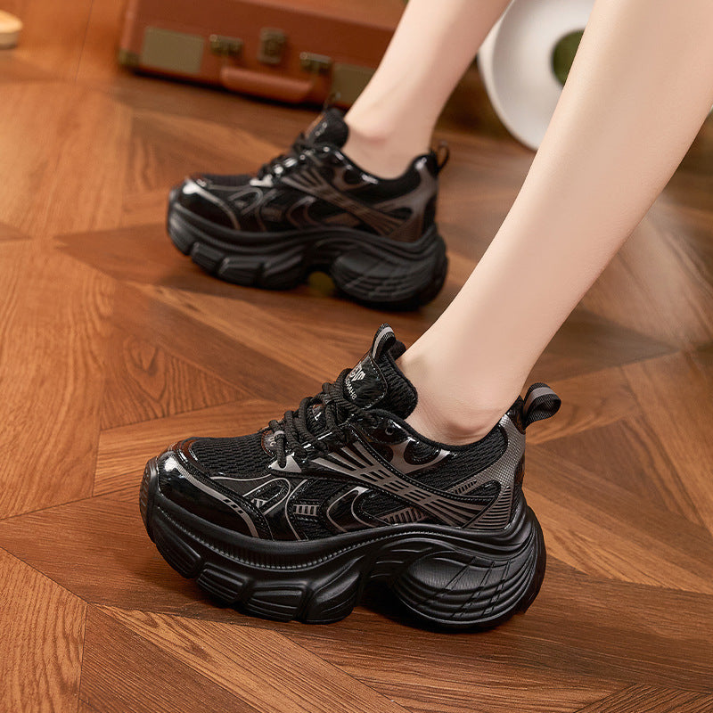 Women's Dad Fleece-lined Mesh Platform Height Increasing Women's Shoes