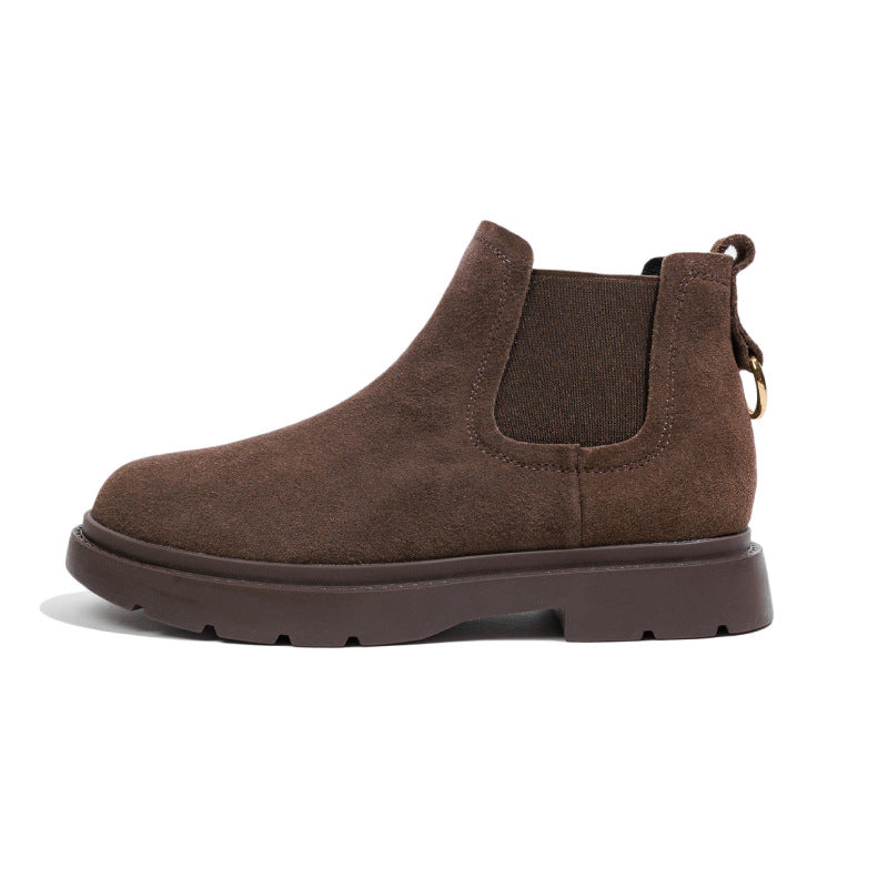 Women's Genuine Martin For British Style Mid Flat Women's Leather Boots