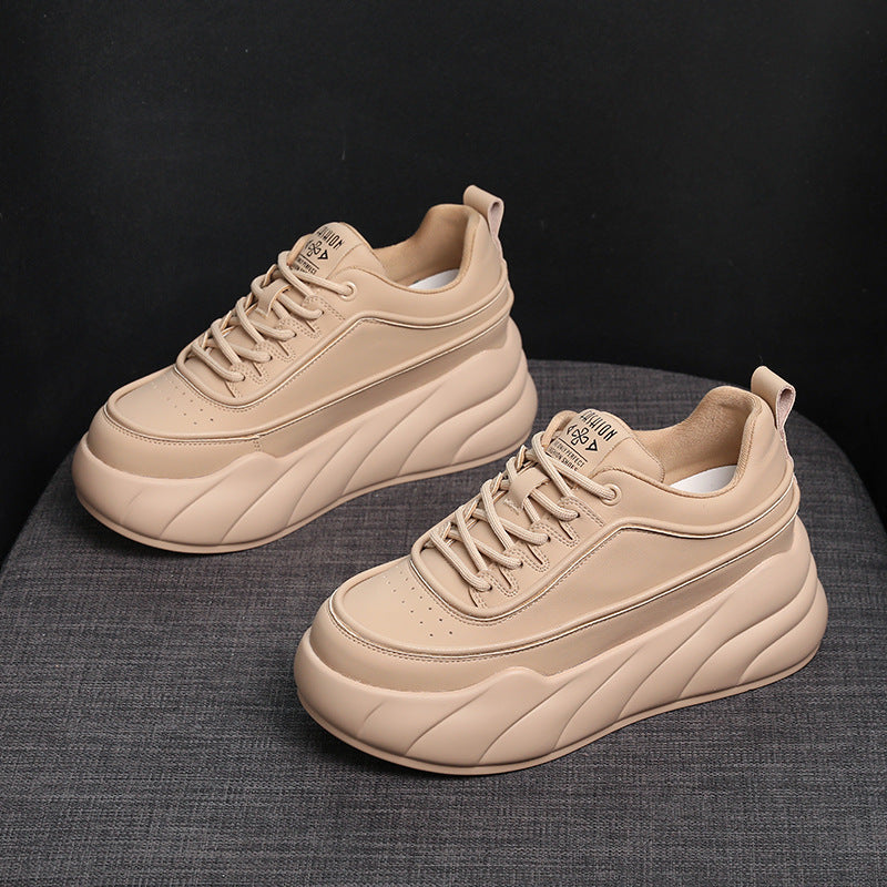 Women's Platform White Korean Genuine Elevator Casual Shoes