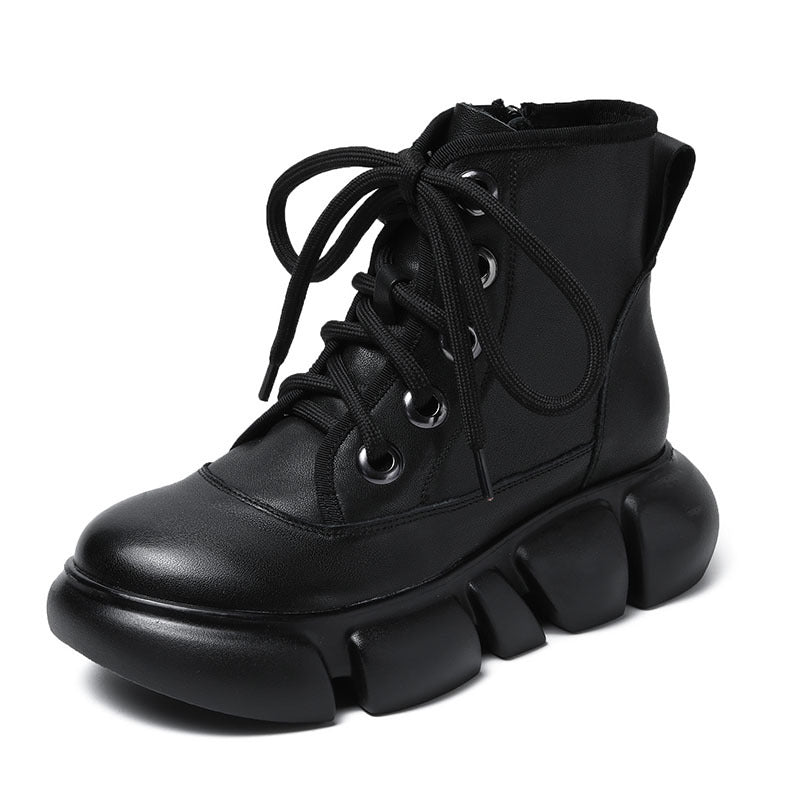 Industry Cowhide Platform Wedge Dr. Martens Vintage Fleece-lined Women's Leather Boots