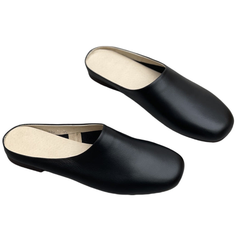 Women's Crafts Authentic Toe Box Half Simple Retro Lazy Soft Bottom Flat Slippers
