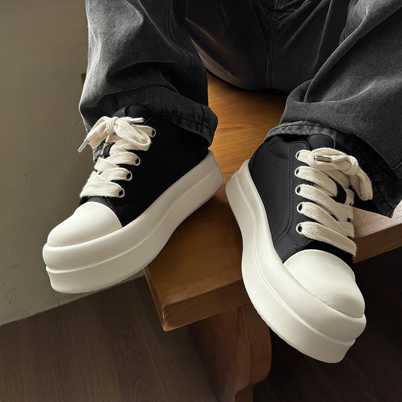 Women's & Men's Height Increasing Autumn Thick Bottom Versatile Mickey Big Head Casual Shoes