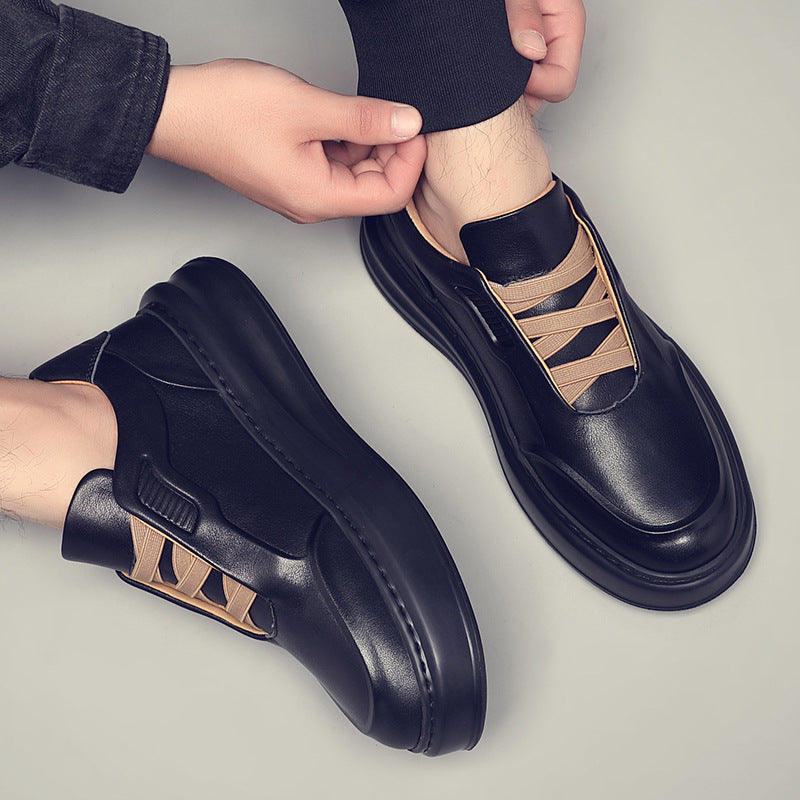 Men's Top Layer Cowhide Black Simple Breathable Leather Shoes
