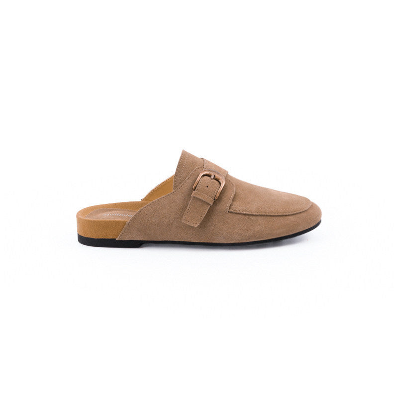 Women's Mom Color Round Toe Buckle Slip-on Leisure Commute Muller Half Slippers