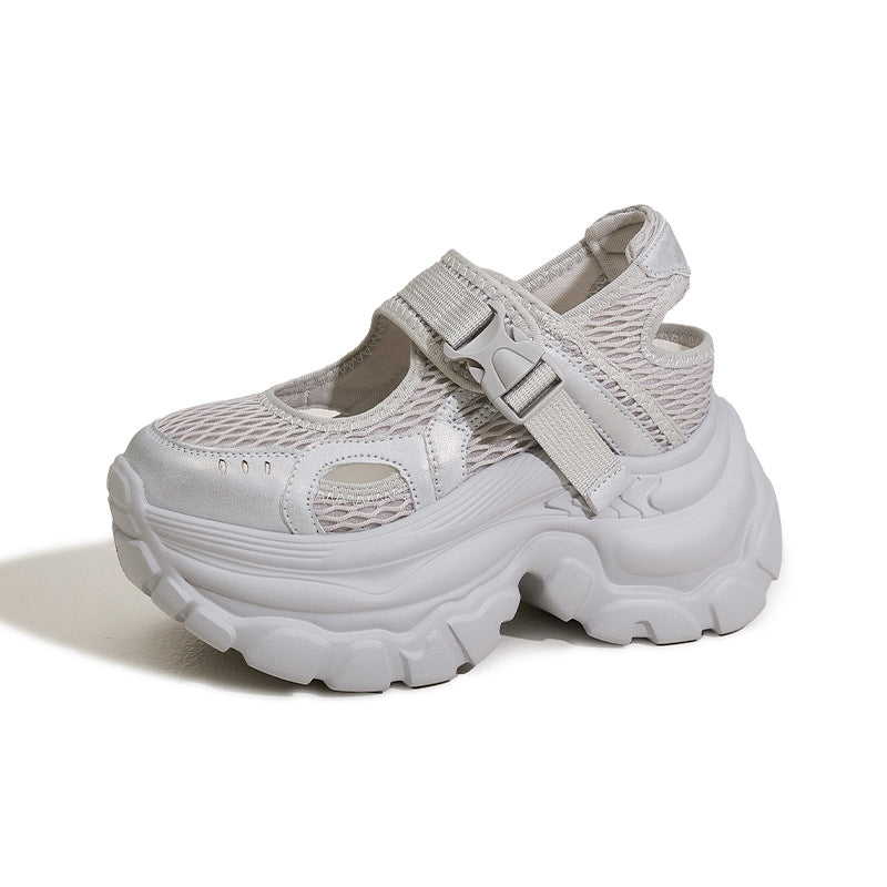 Women's Platform Dad Hole Breathable Height Increasing Sneakers