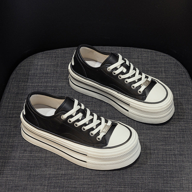 Women's Round Toe Platform Sports White Women's Board Shoes