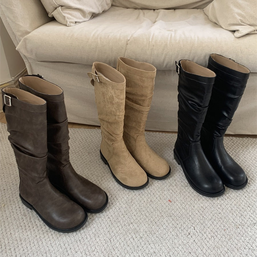 Women's Pile Style Tall Knight Retro Western Cowboy Below The Boots