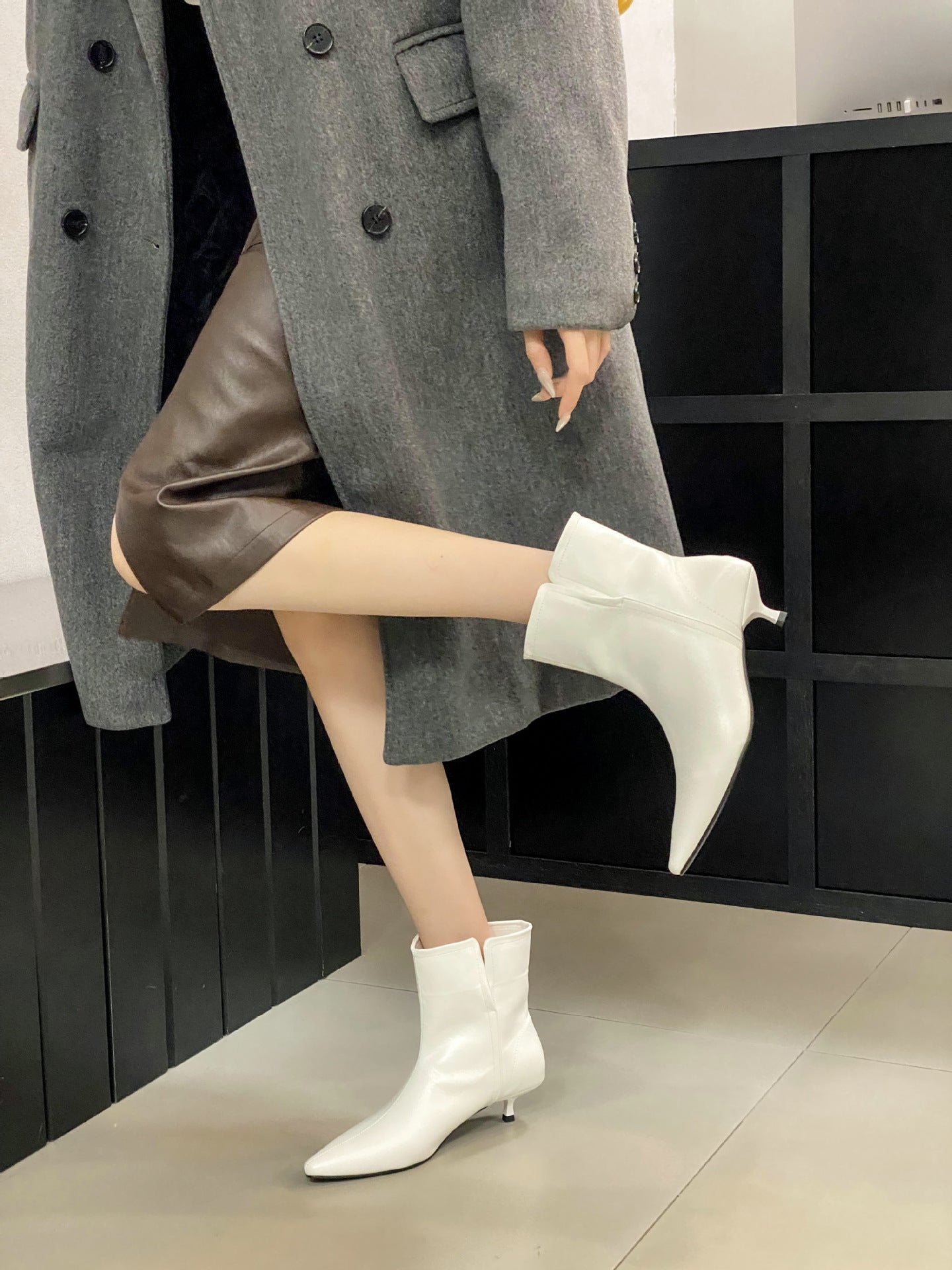 Tax-free Autumn Stiletto Fashion Low Ankle Women's Leather Boots