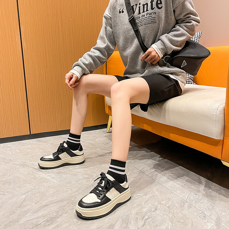 Women's White Sports Leisure Two-color Thick Bottom Casual Shoes