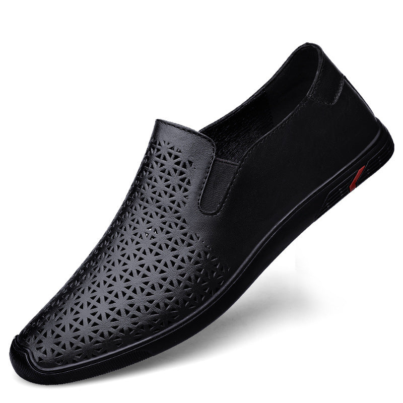 Men's Cowhide Breathable Soft Bottom Slip-on Lazy Leather Shoes