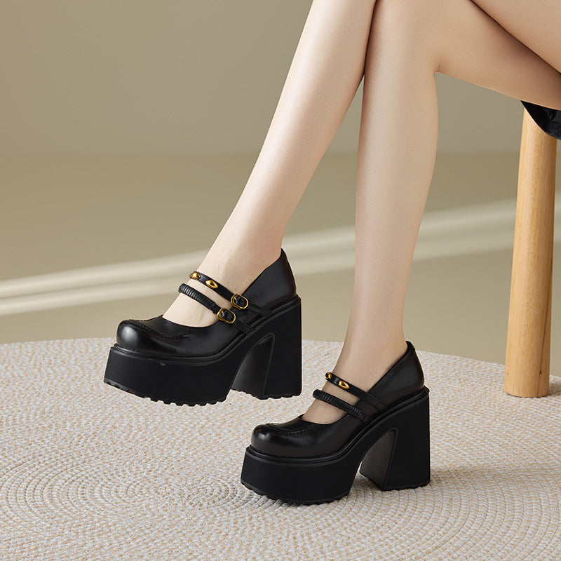 Mary Jane Retro College Style Small Heightened Single Leather Shoes