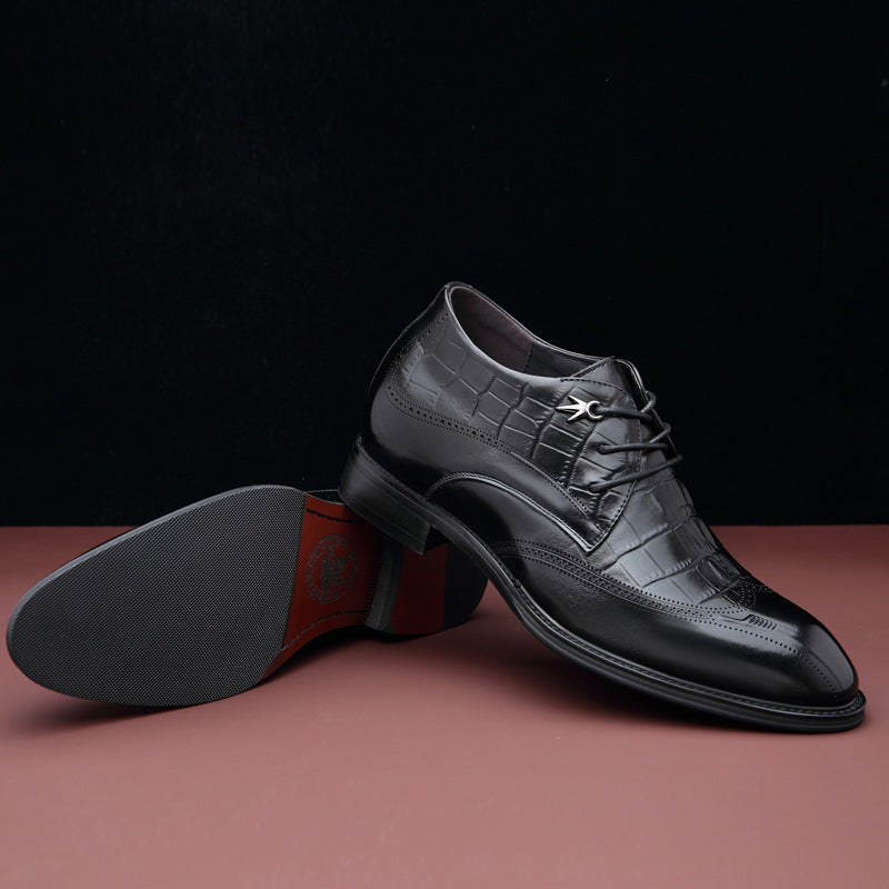 Men's Height Increasing Insole Genuine Breathable British Leather Shoes
