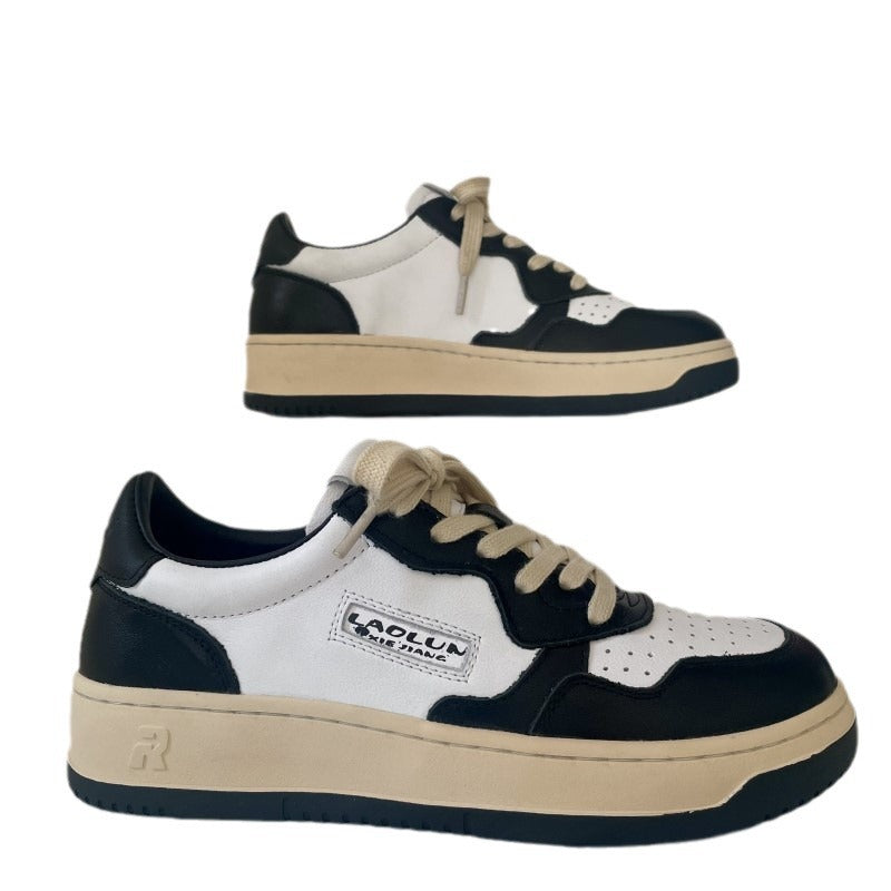 Women's & Men's Black White Couple Trendy Top Layer Sneakers
