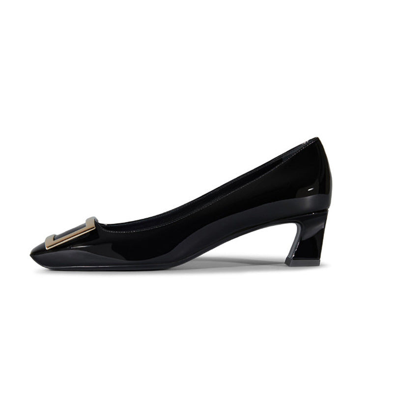 Women's Toe High Patent Elephant Gray Horn Heels