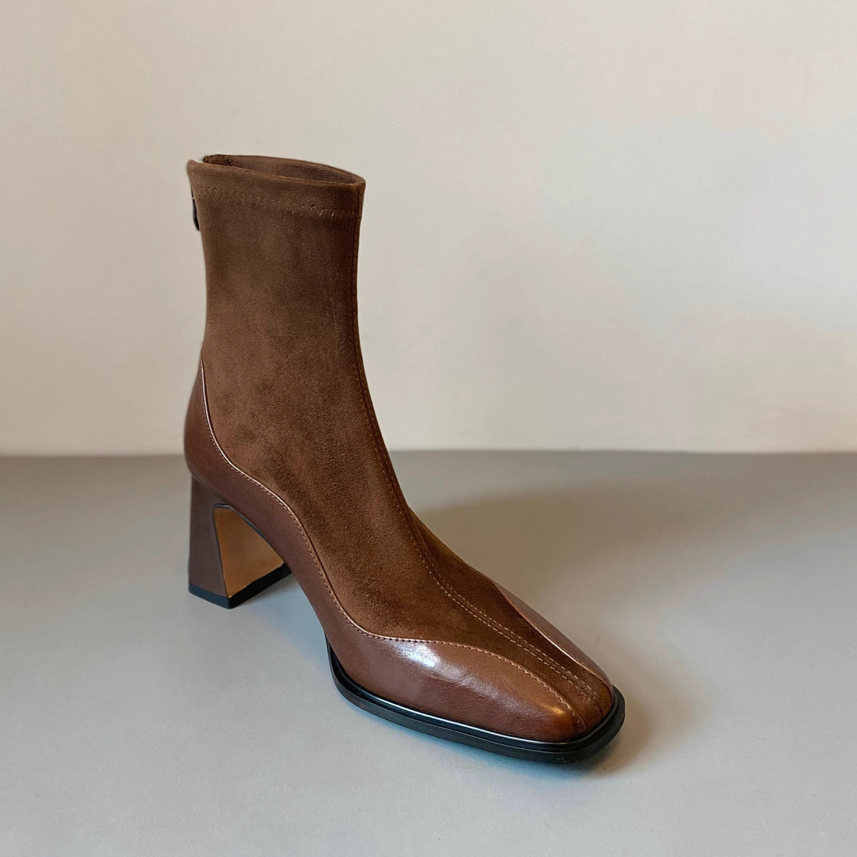 Women's French Style Skinny High-heeled With Short Tube Square Toe Martin Boots