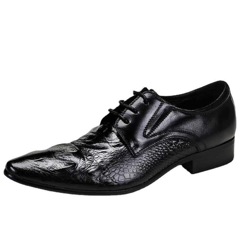 Men's Pointed Korean Style British Genuine Crocodile Leather Shoes