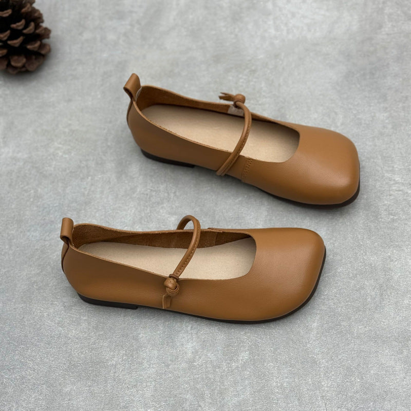 Women's Handmade Genuine Mori Style Artistic Flat Strap First Women's Casual Shoes