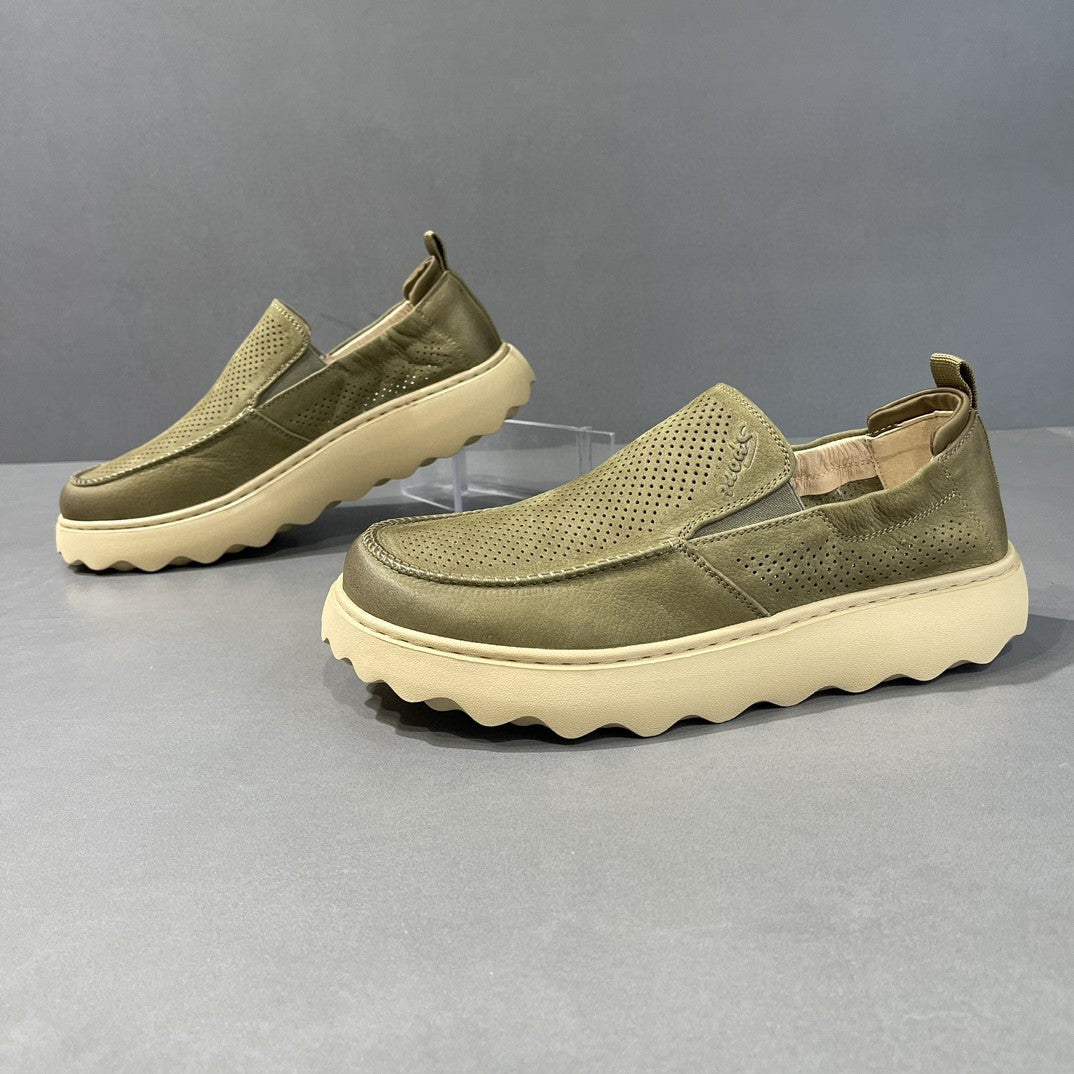 Men's Summer Platform Slip-on Lofter Authentic Hollow Out Travel Breathable Loafers/doug Shoes