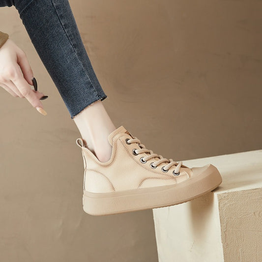 Women's British Style Korean Platform Retro Shell Boots