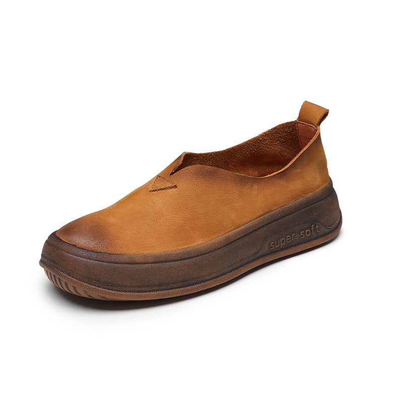 Women's Autumn Round Head Pumps Genuine Platform Casual Shoes