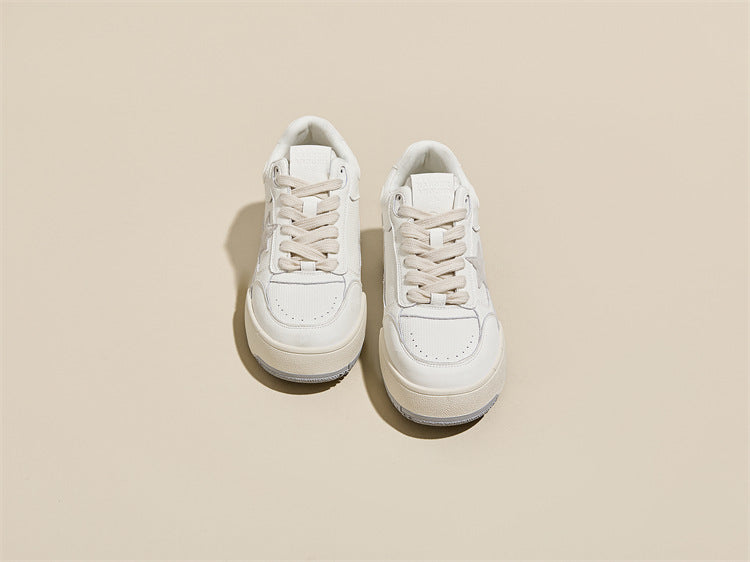 Women's Retro White Spring Breathable Sports Thick Women's Casual Shoes