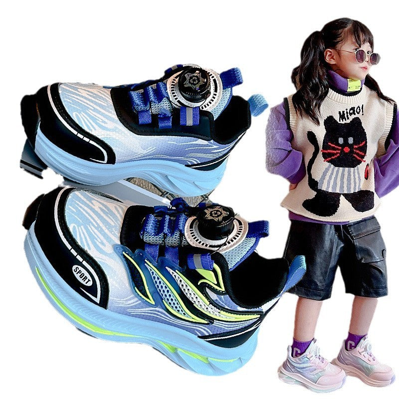 Children's Fashion Rotating Button Boys Running Sneakers