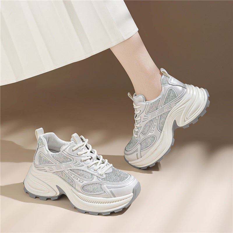 Women's & Men's Authentic Clunky Slimming Platform Lightweight Rhinestone Men's Shoes