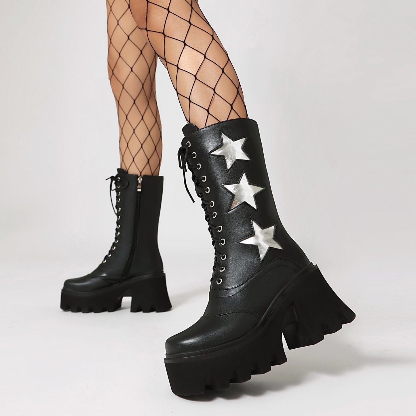 Women's Knight Plus Size Punk Handsome Platform Women's Leather Boots