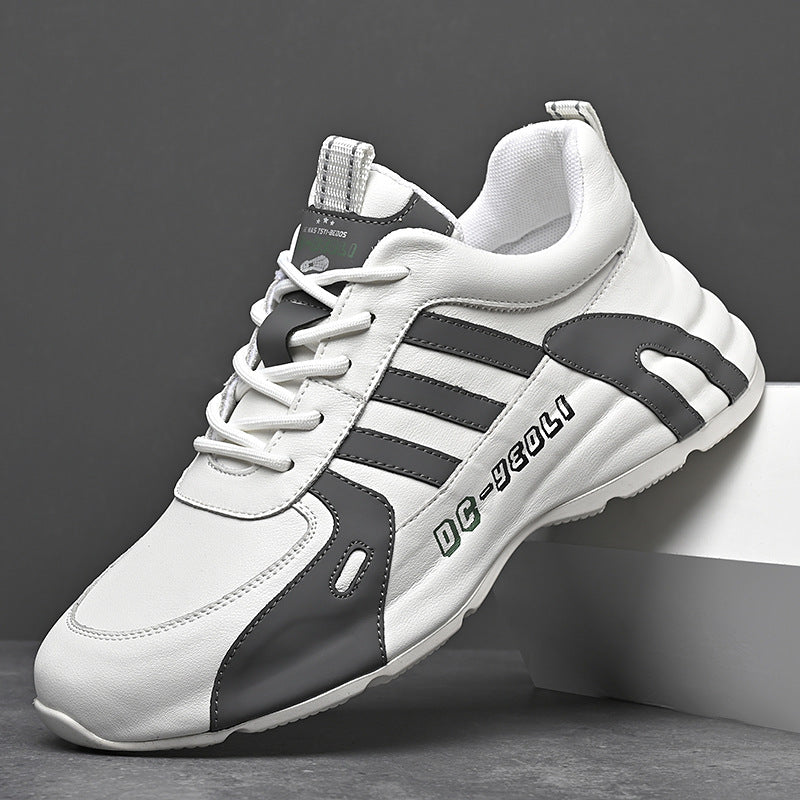 Men's Spring Cowhide Light Luxury Bottom Sports Platform Height Increasing Sneakers