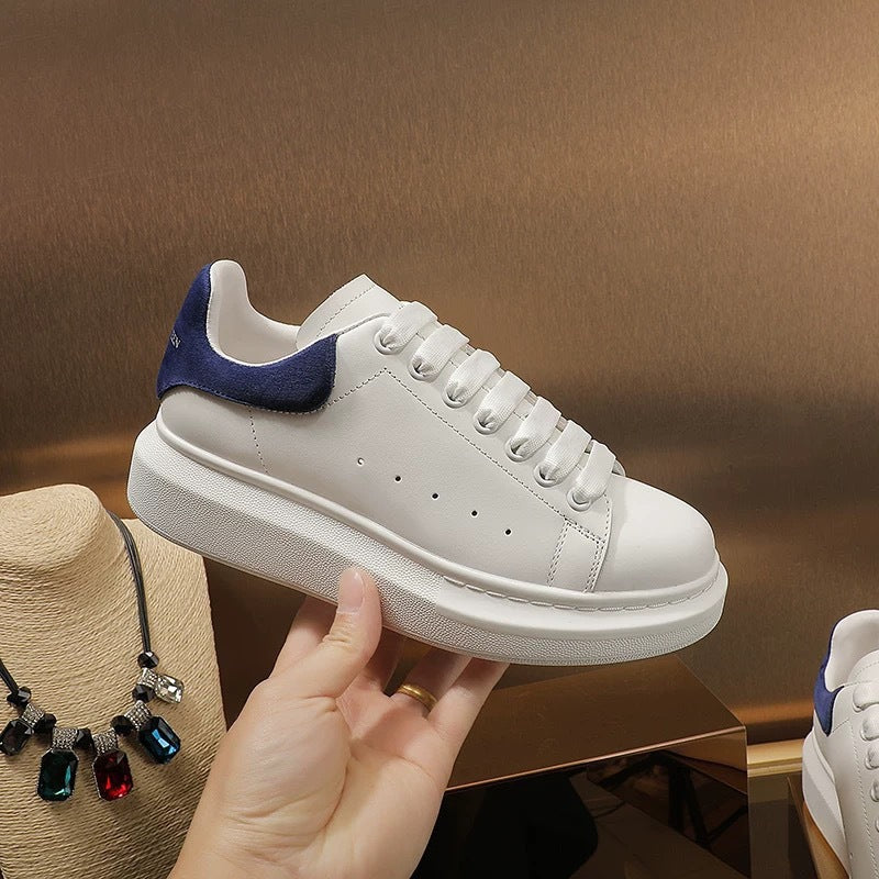 Women's Spring Mcqueen White Platform Height Increasing Leather Shoes