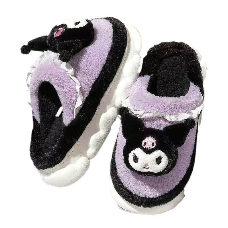 Cotton Heart Winter Home Cute Warm Slugged Sandals