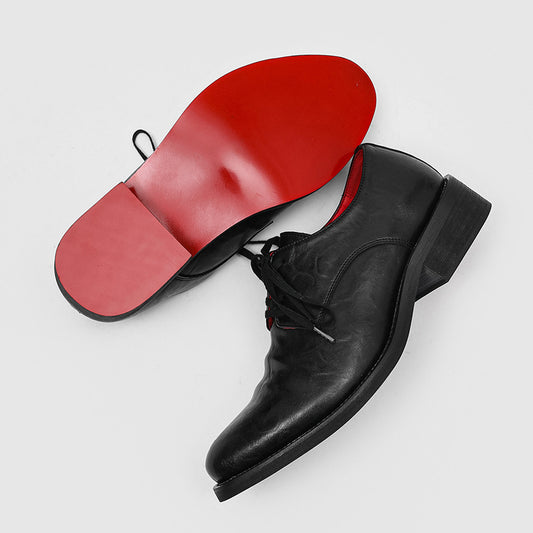 Men's Black Platform British Style Fashion Formal Business Commute Leisure Men's Casual Leather Shoes
