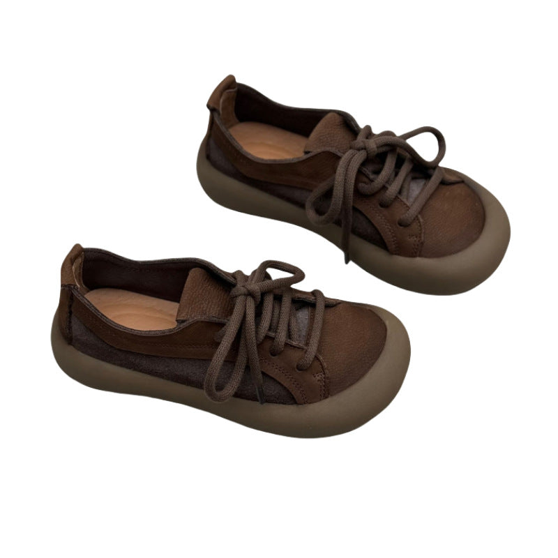 Women's Vintage Genuine Four Artistic Matte Cowhide Women's Casual Shoes